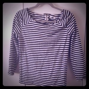 3/4 sleeve top, b&w striped